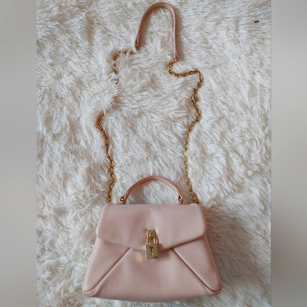 Ted Baker London Light Pink Leather Satchel Crossbody Bag